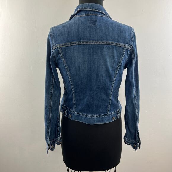 AG JEANS Blue Medium Wash Cotton Blend The Robyn Slim Denim Jean Jacket Size XS - Picture 6 of 11